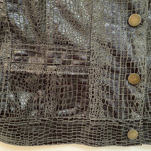 Ruby Rd. Faux Alligator Moto Jacket Snap Button Front - Size 8 Medium - Picture 4 of 9